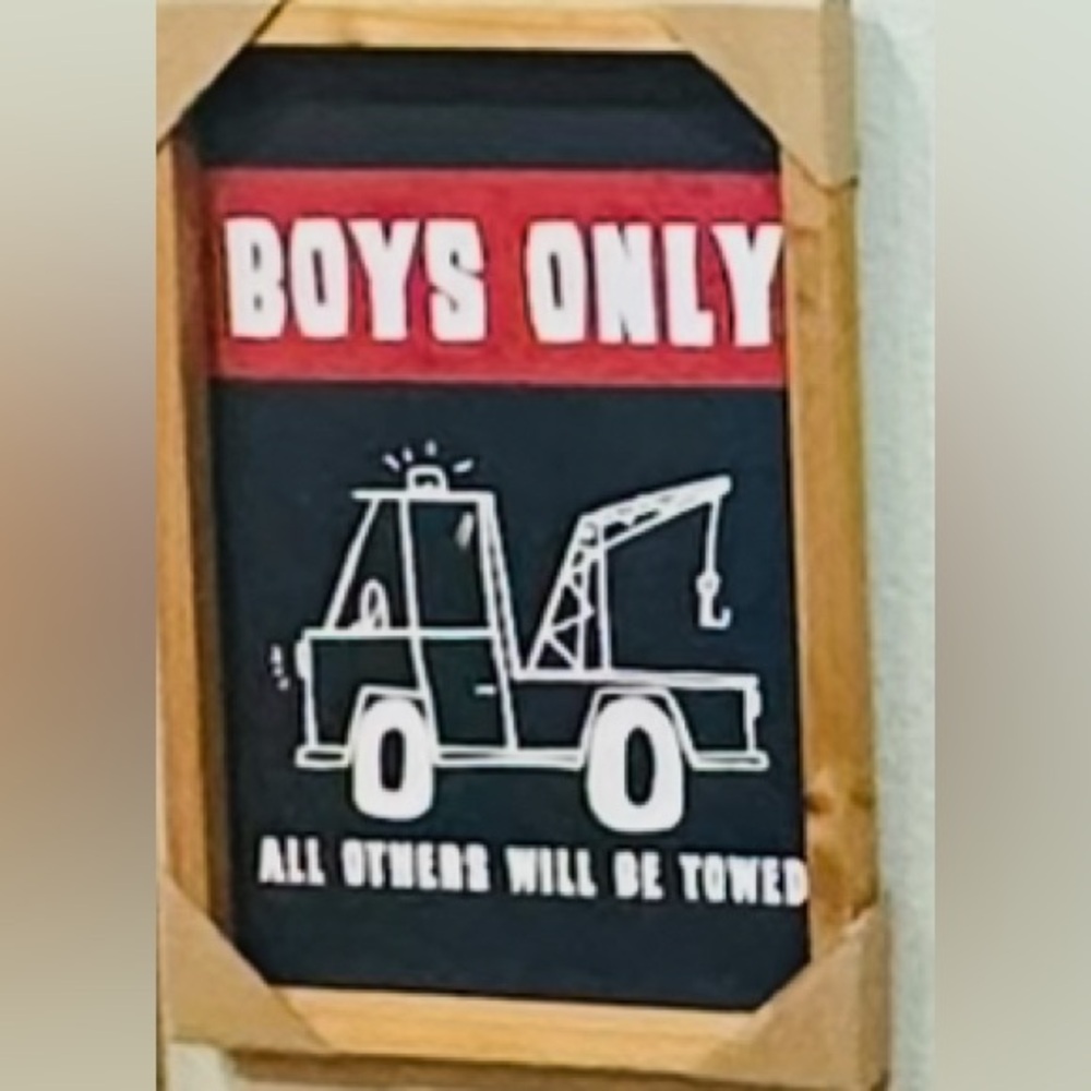 New Wood Framed Sign- Boys Only
